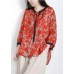 Handmade Red Print Side Open Top Linen