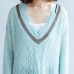 new light green warm woolen sweater oversized casual v neck knit tops